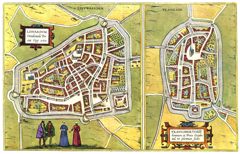 Leeuwarden en Franeker 1580 Braun en Hogenberg